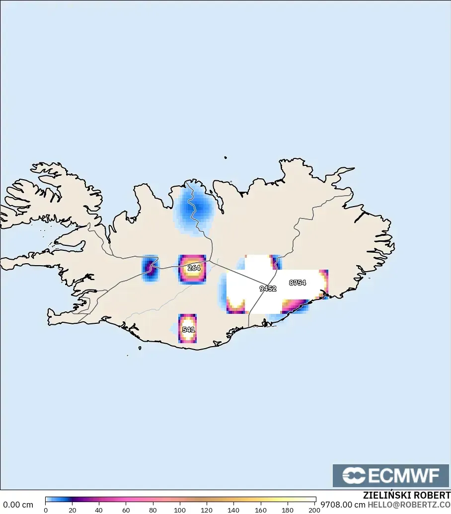 ECMWF IFS 0.25° model - İzlanda, Kar Kalınlığı