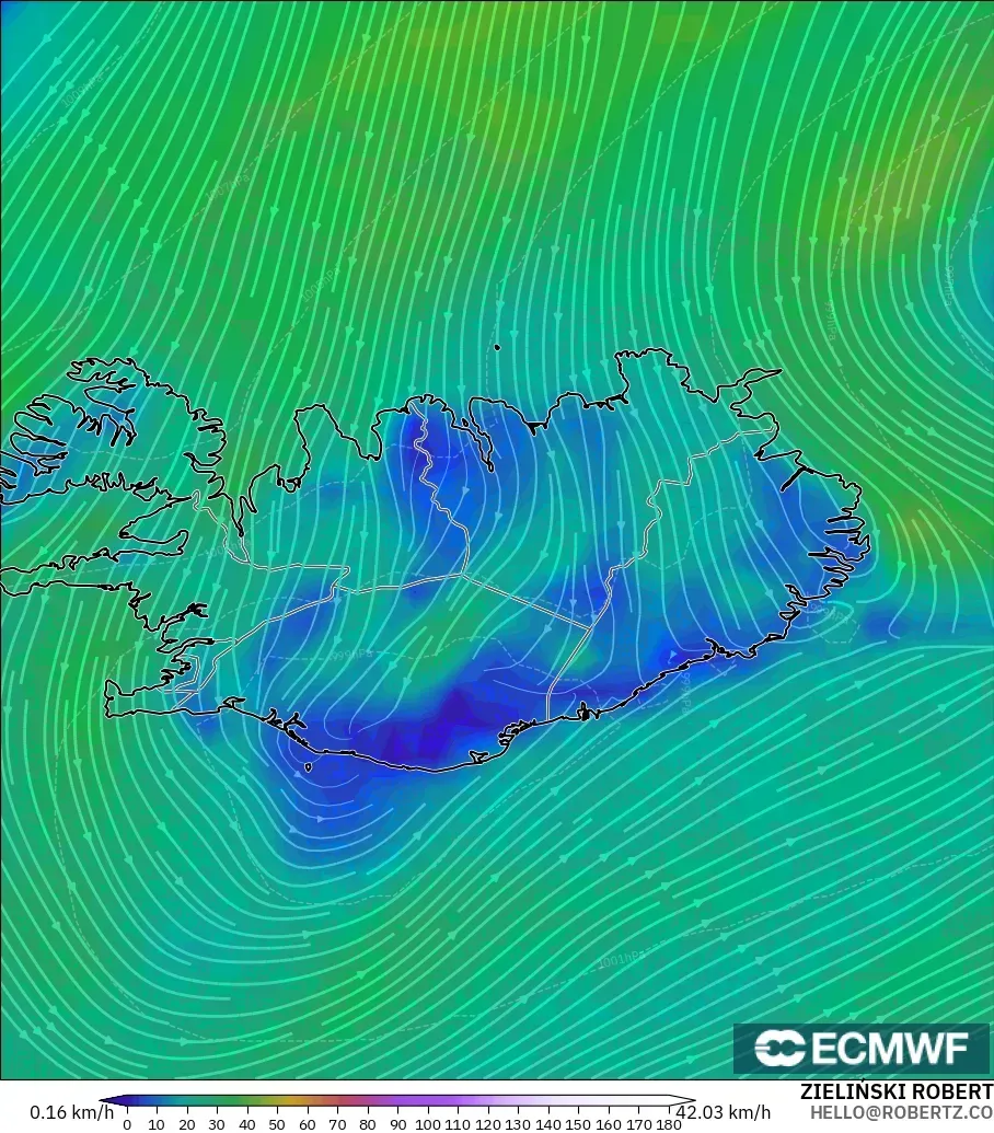 ECMWF IFS 0.25° model - İzlanda, 10 m Rüzgâr