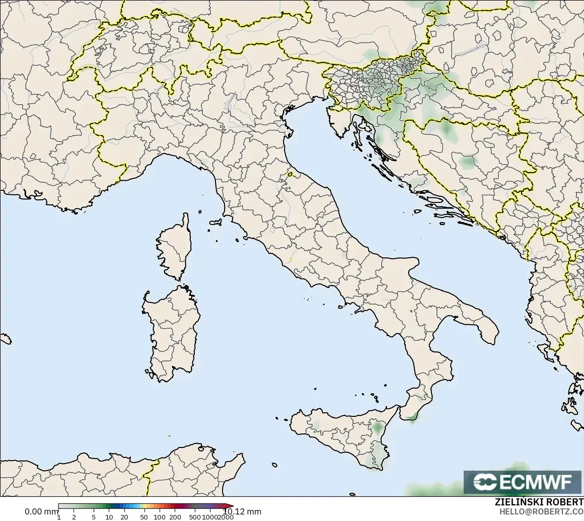 ECMWF IFS 0.25° model - İtalya, Yağış Birikimi