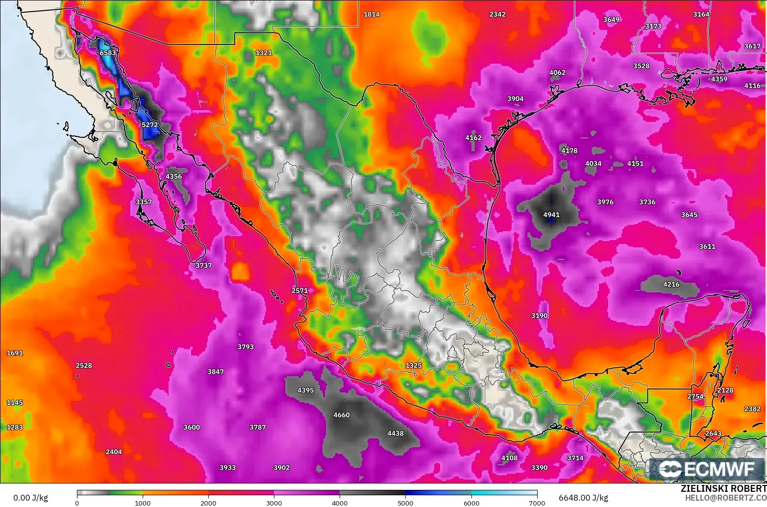 ECMWF IFS 0.25° model - Meksika, CAPE
