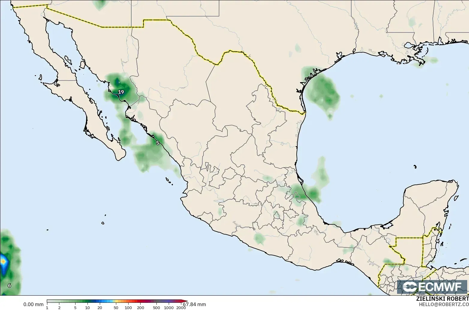 ECMWF IFS 0.25° model - Meksika, Yağış Birikimi