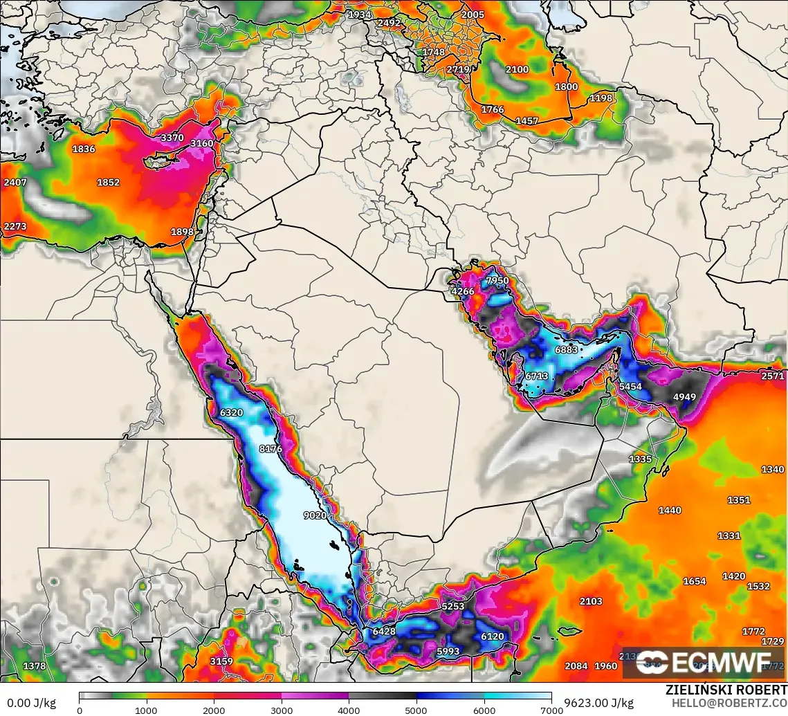 ECMWF IFS 0.25° model - Orta Doğu, CAPE