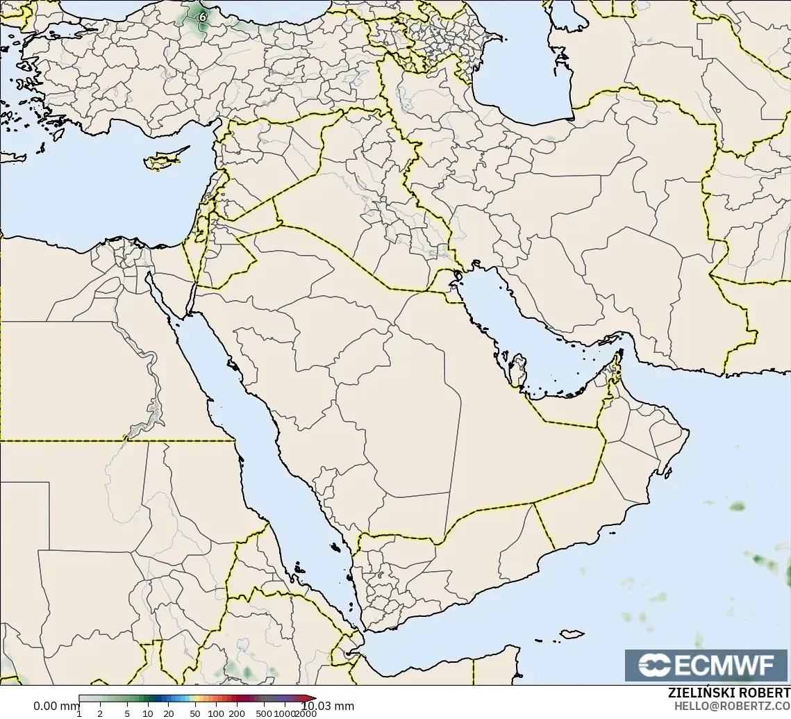 ECMWF IFS 0.25° model - Orta Doğu, Yağış Birikimi