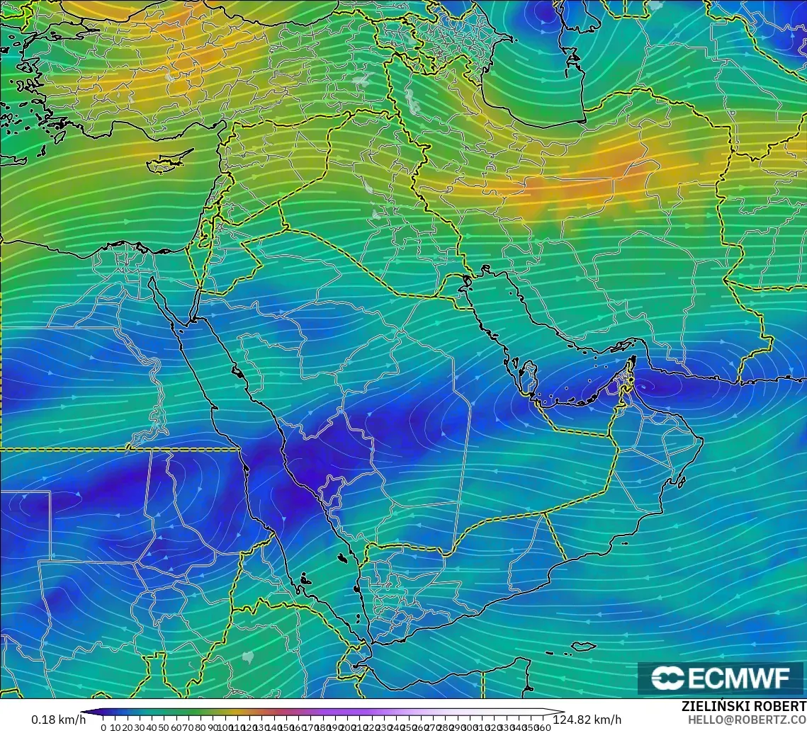 ECMWF IFS 0.25° model - Orta Doğu, 300 hPa Rüzgârı (jet)