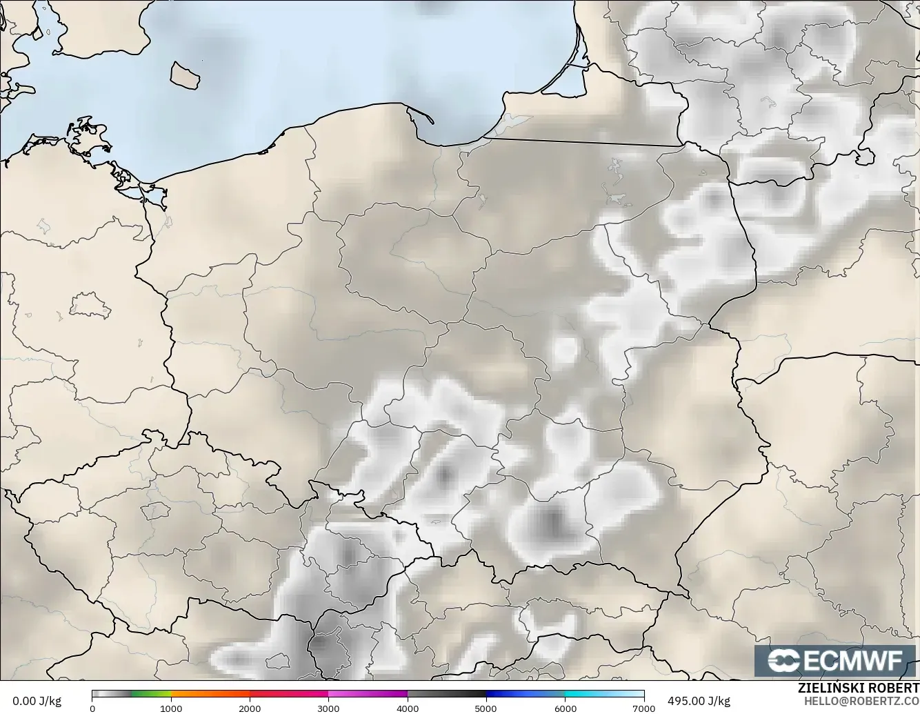 ECMWF IFS 0.25° model - Polonya, CAPE