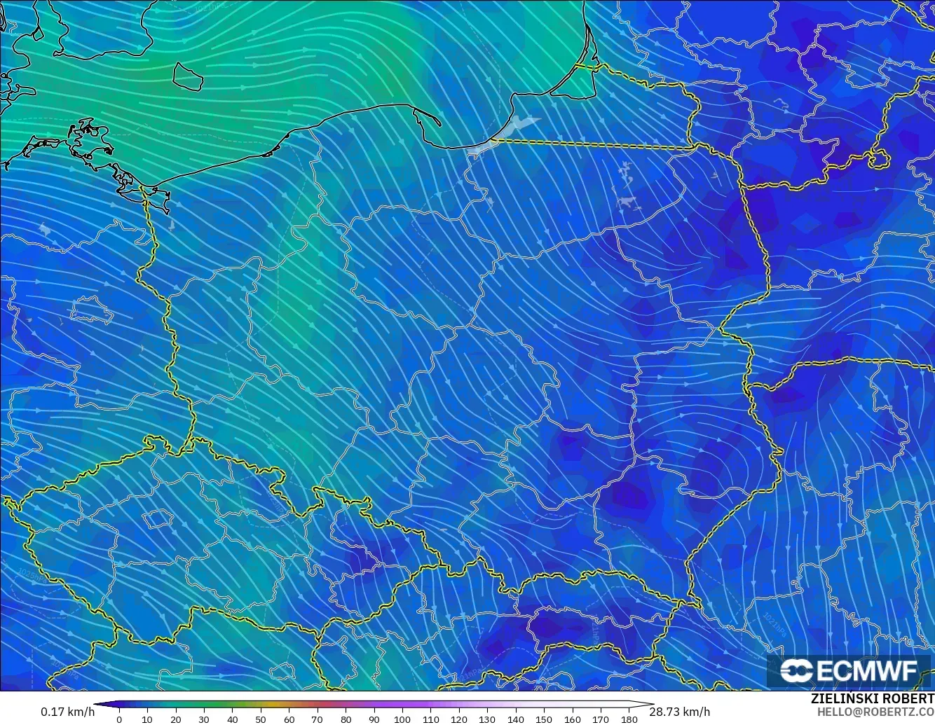 ECMWF IFS 0.25° model - Polonya, 10 m Rüzgâr
