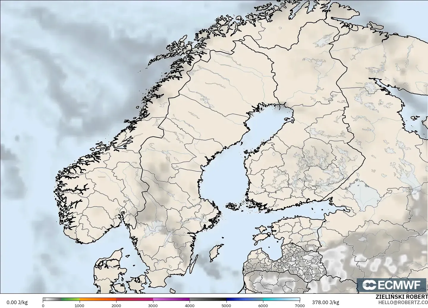 ECMWF IFS 0.25° model - İskandinavya, CAPE