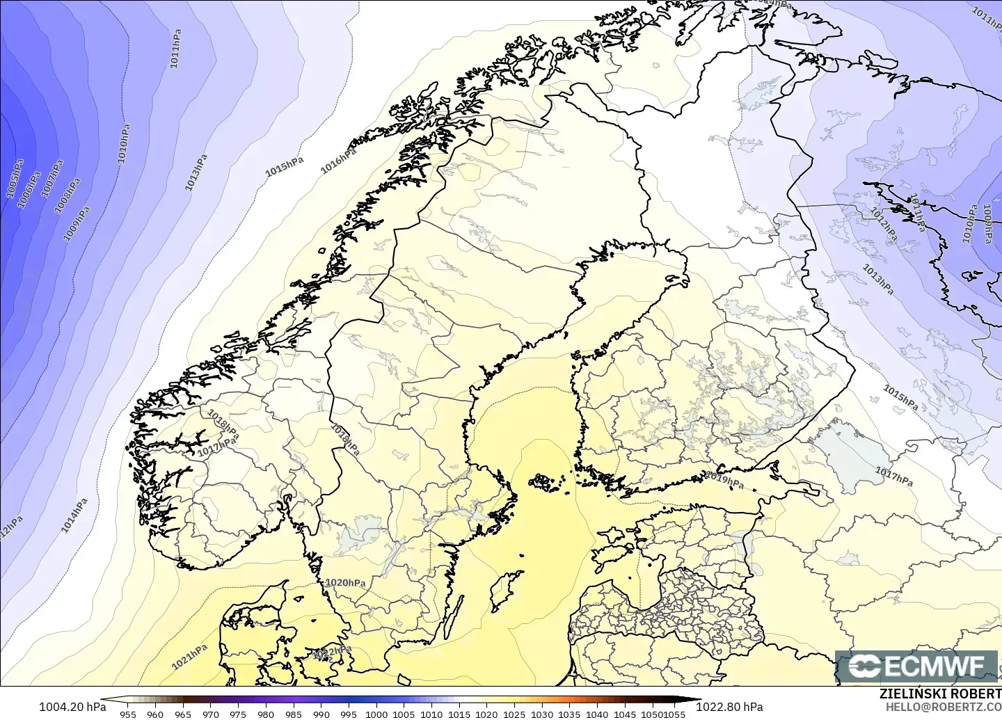 ECMWF IFS 0.25° model - İskandinavya, Basınç