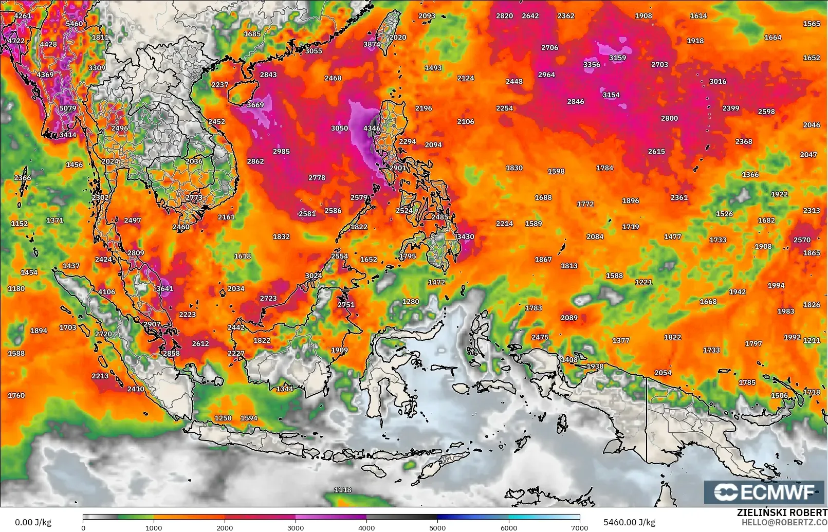 ECMWF IFS 0.25° model - Güneydoğu Asya, CAPE