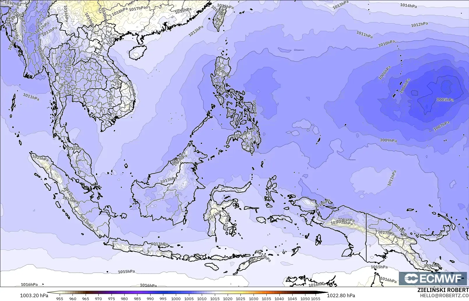 ECMWF IFS 0.25° model - Güneydoğu Asya, Basınç