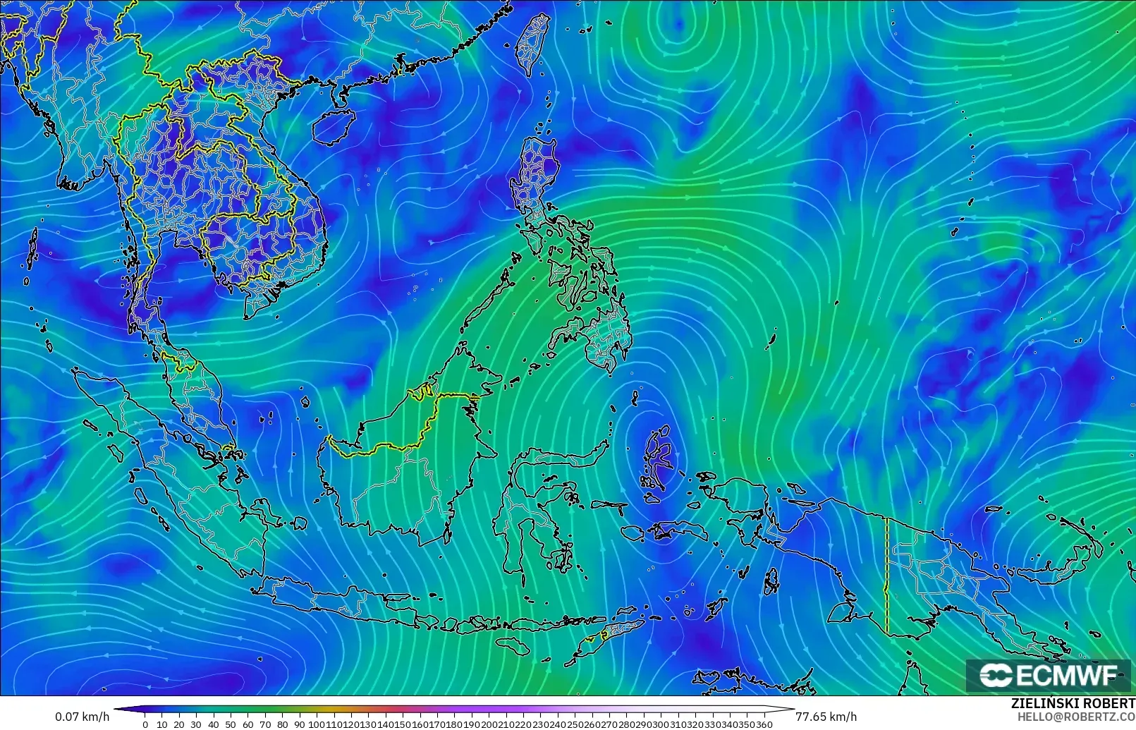 ECMWF IFS 0.25° model - Güneydoğu Asya, 300 hPa Rüzgârı (jet)