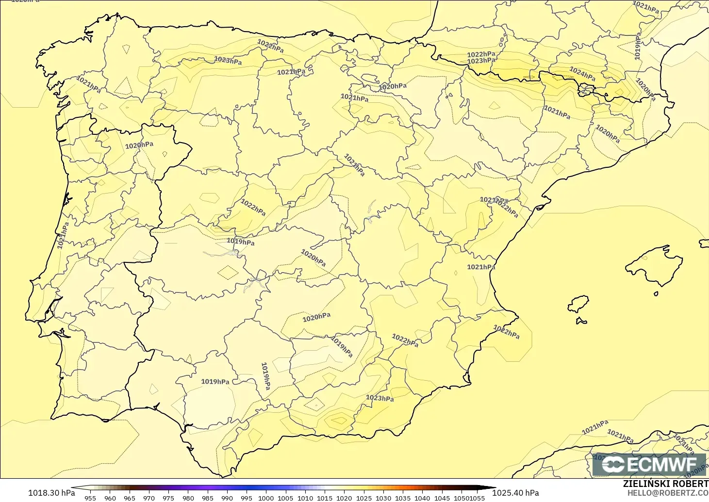 ECMWF IFS 0.25° model - İspanya, Basınç