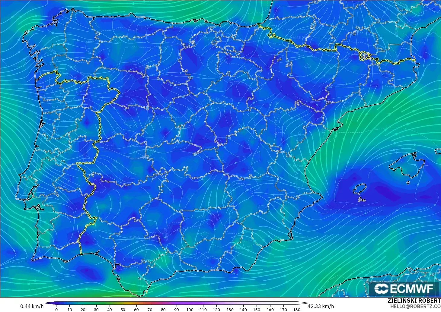 ECMWF IFS 0.25° model - İspanya, 10 m Rüzgâr