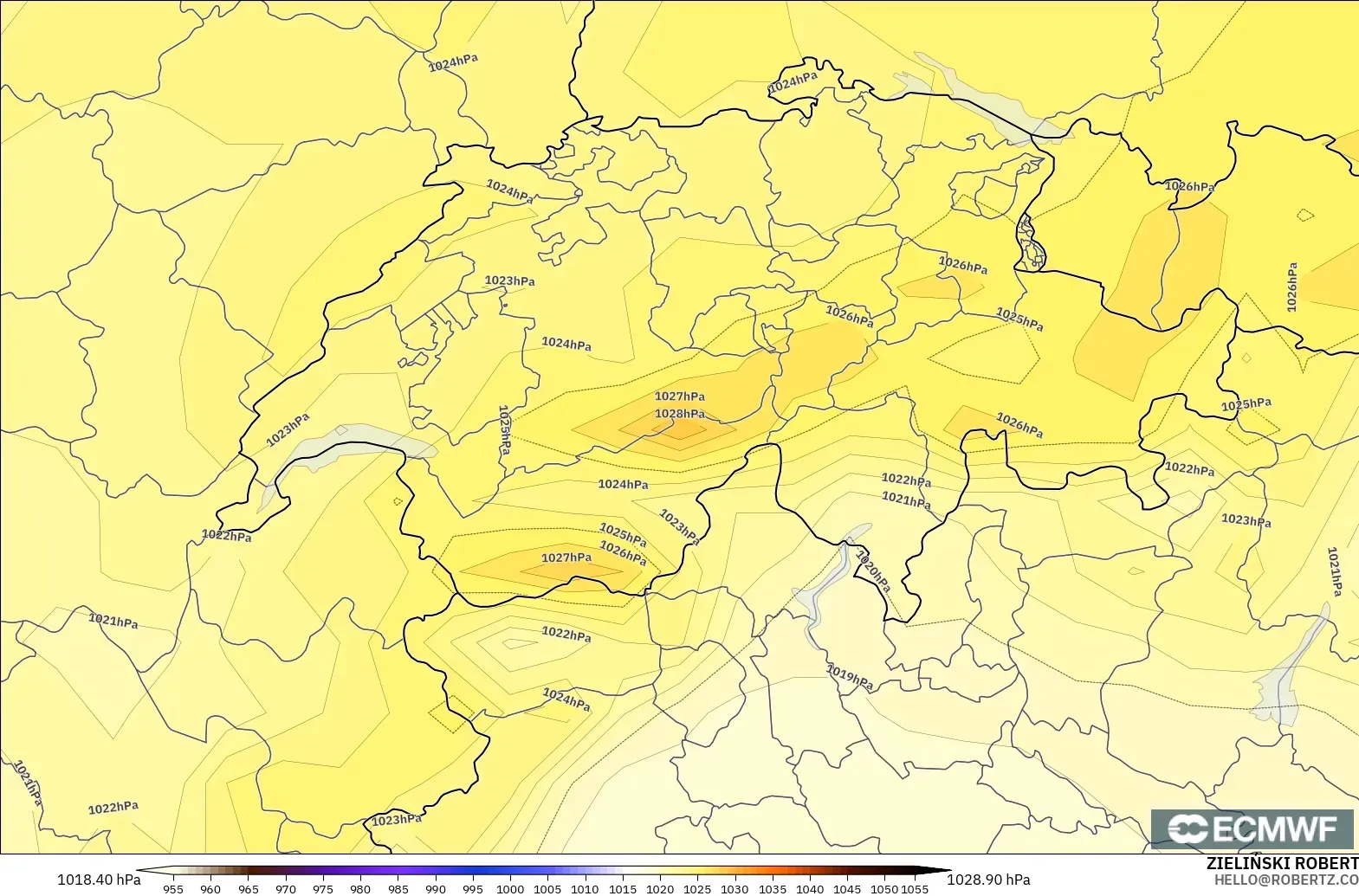 ECMWF IFS 0.25° model - İsviçre, Basınç