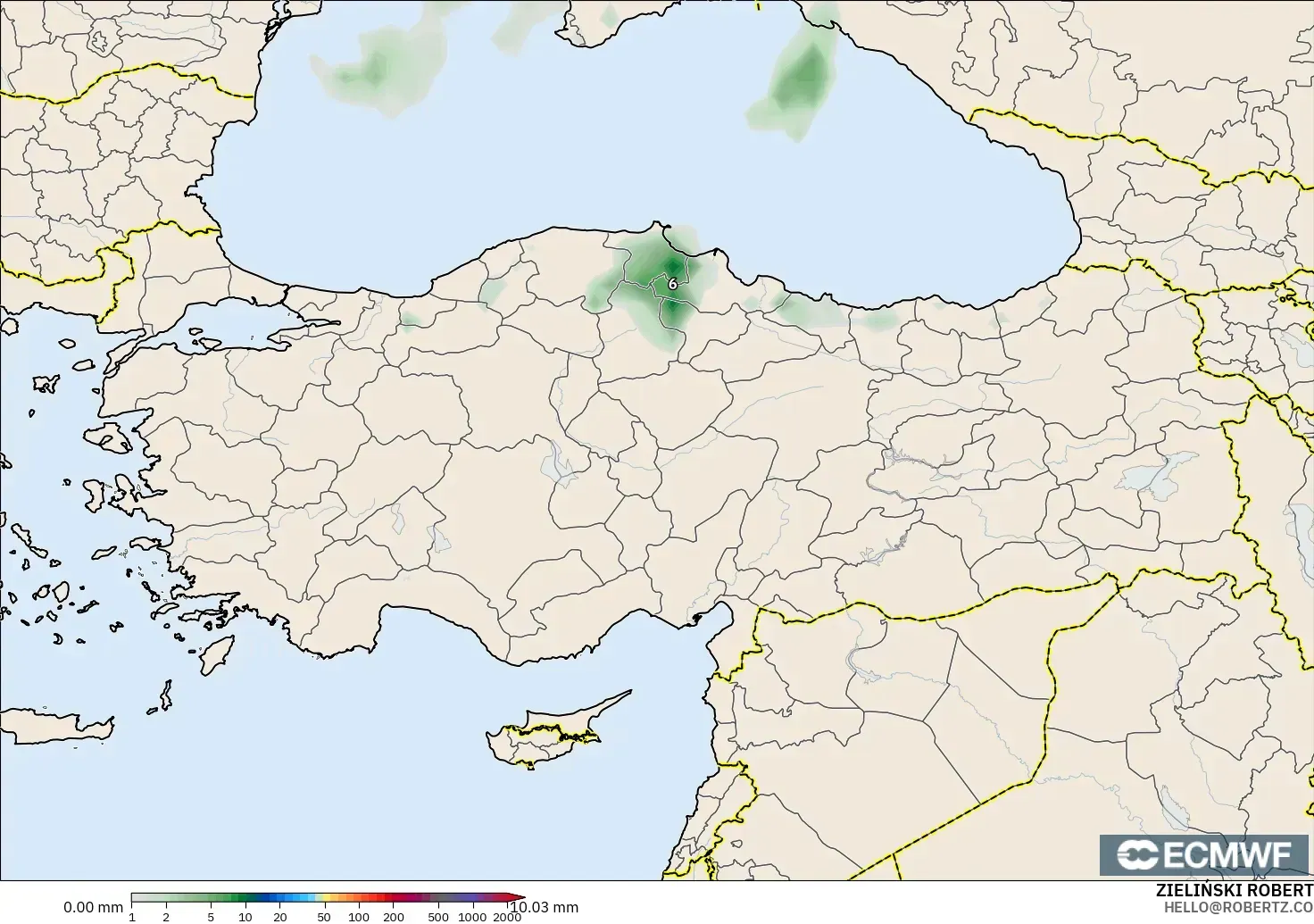 ECMWF IFS 0.25° model - Türkiye, Yağış Birikimi