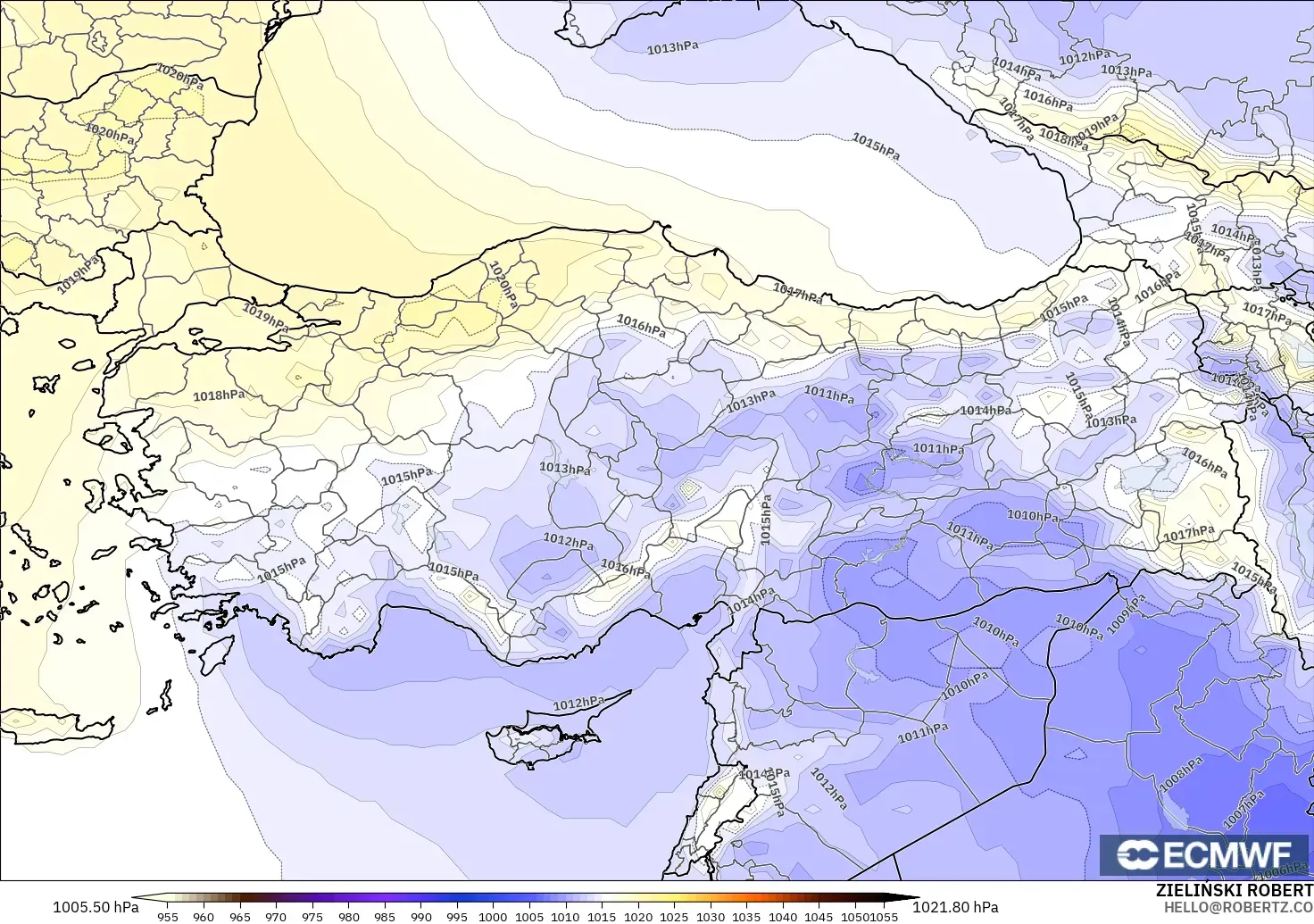 ECMWF IFS 0.25° model - Türkiye, Basınç