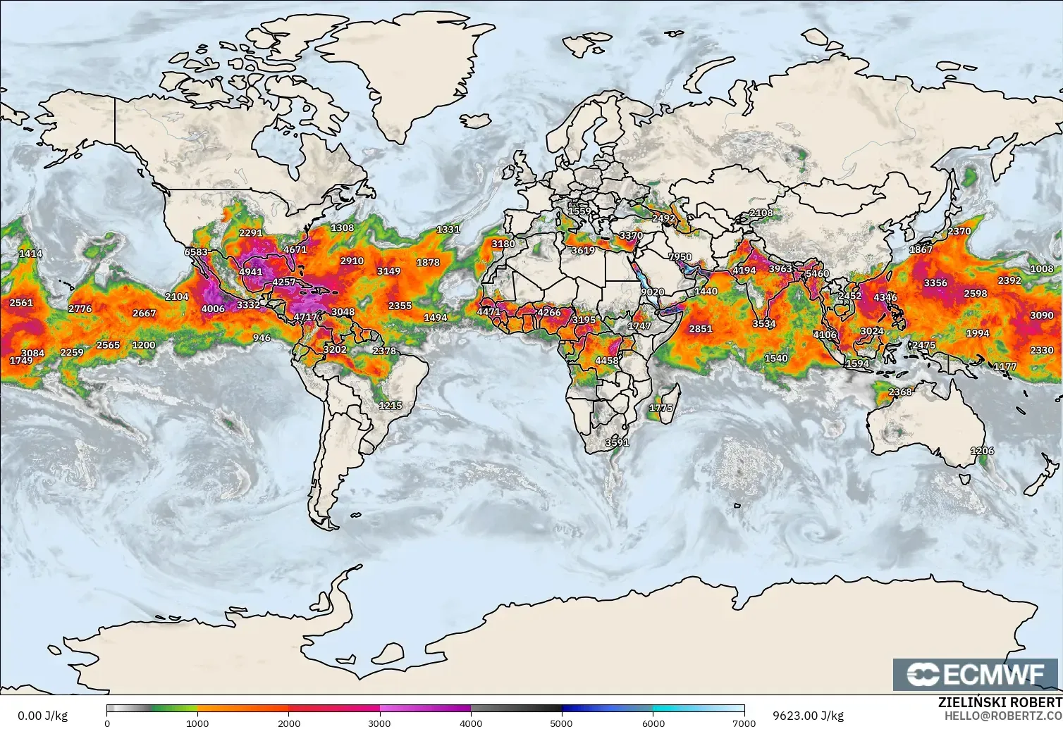 ECMWF IFS 0.25° model - Dünya, CAPE