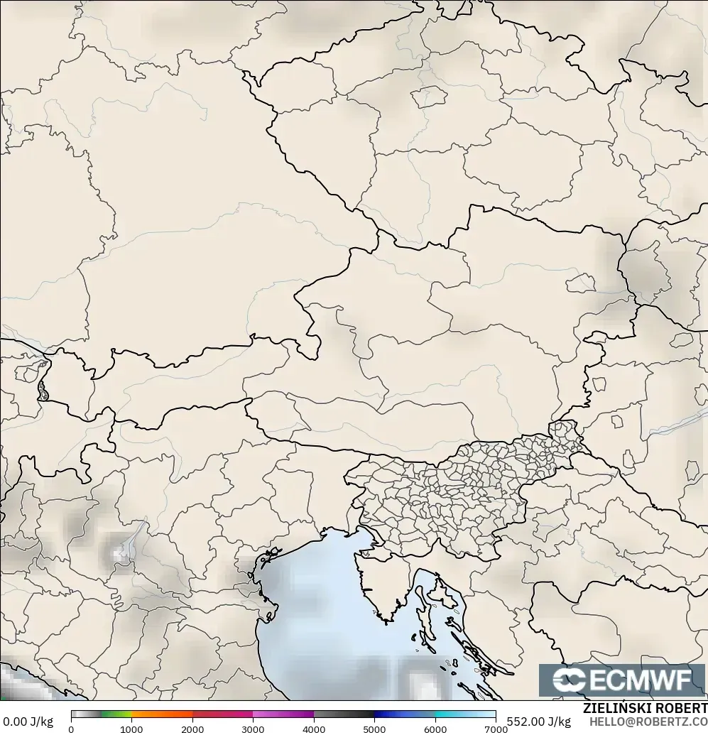 ECMWF IFS 0.25° model - Avusturya, CAPE