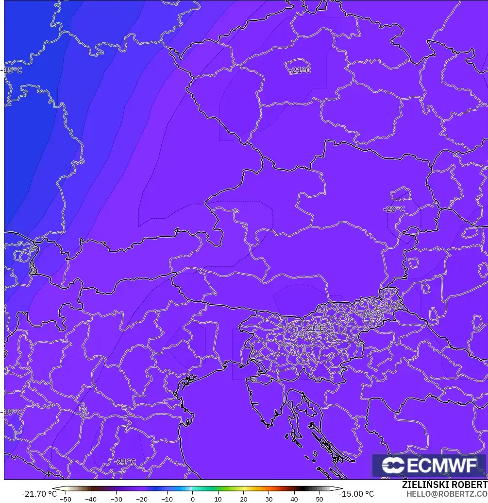 ECMWF IFS 0.25° model - Avusturya, 500 hPa Sıcaklık