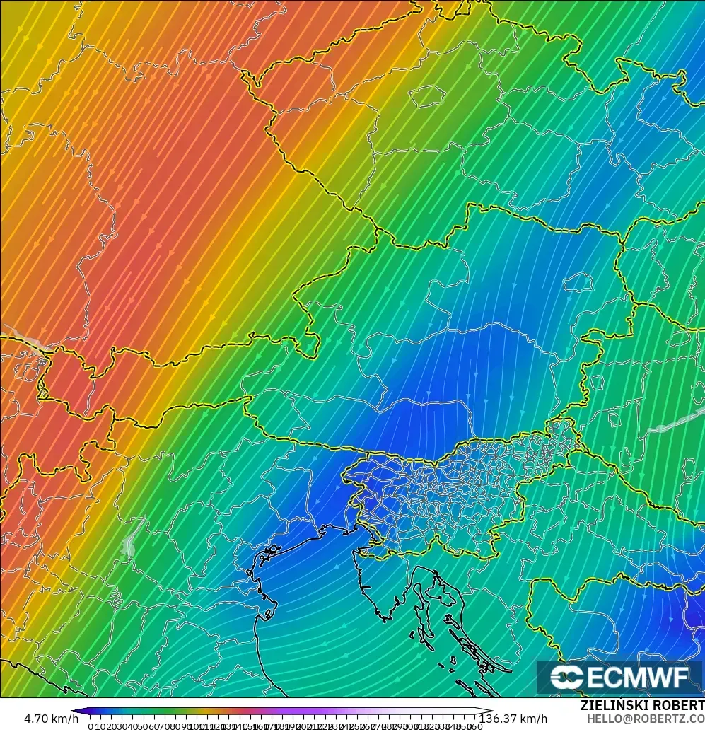ECMWF IFS 0.25° model - Avusturya, 300 hPa Rüzgârı (jet)