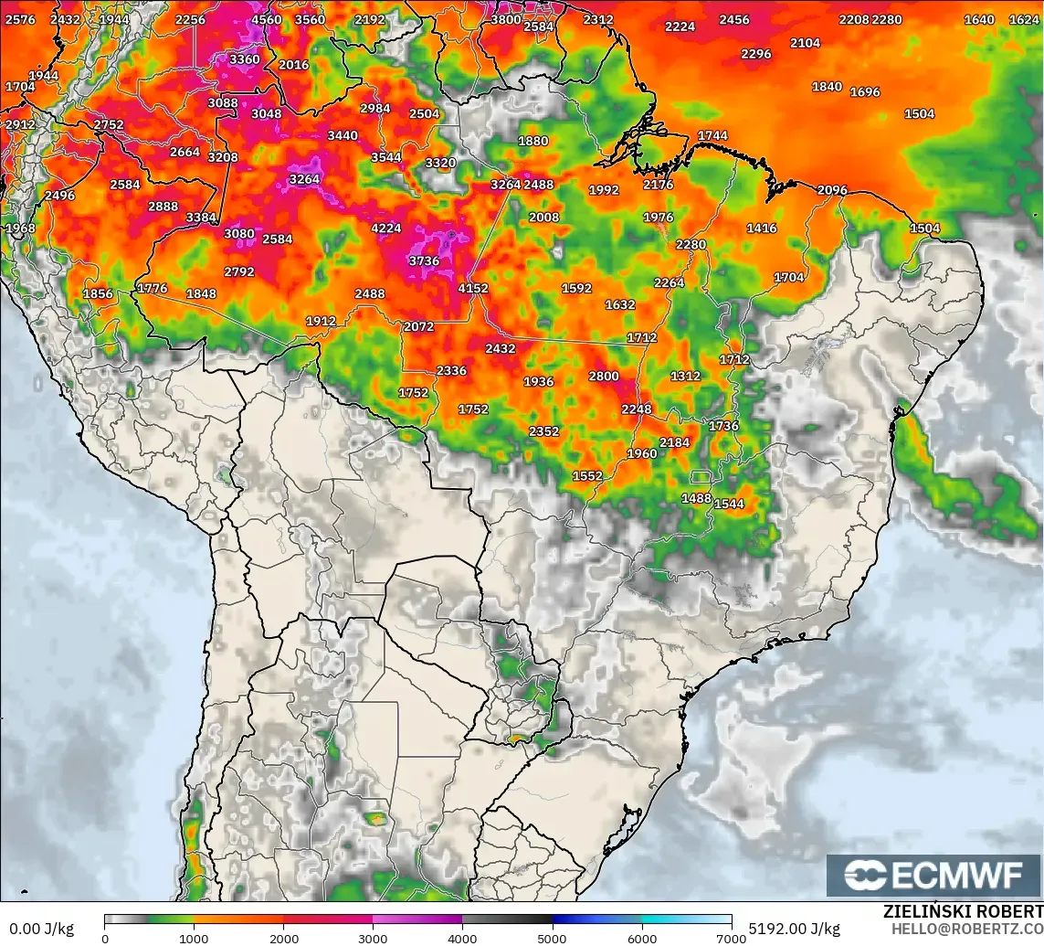 ECMWF IFS 0.25° model - Brezilya, CAPE