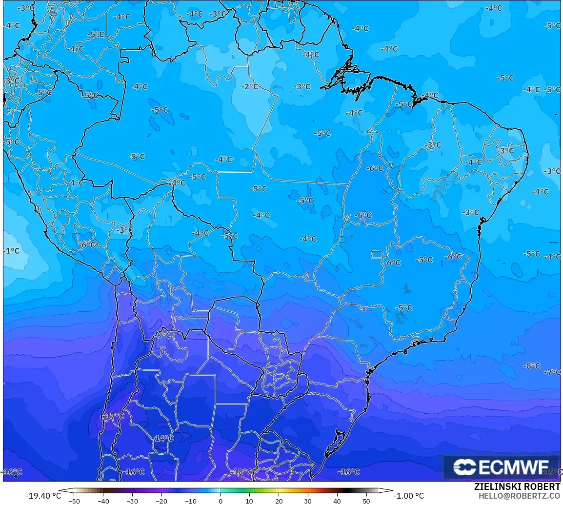 ECMWF IFS 0.25° model - Brezilya, 500 hPa Sıcaklık