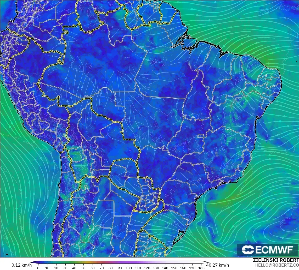 ECMWF IFS 0.25° model - Brezilya, 10 m Rüzgâr