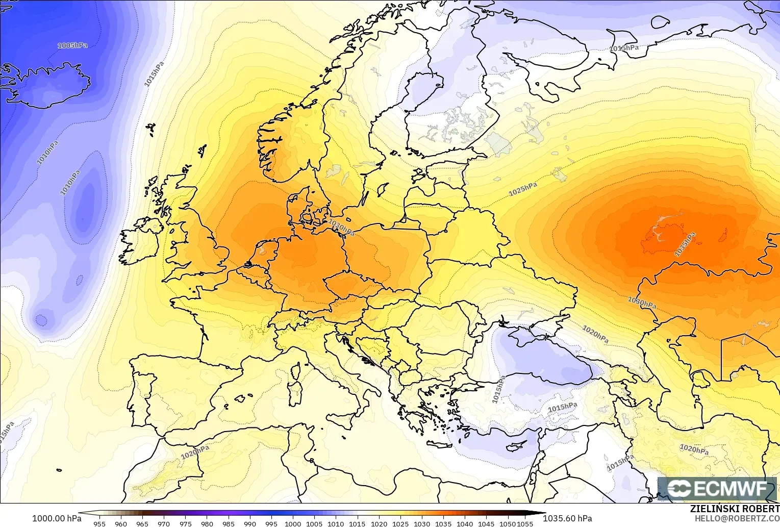 ECMWF IFS 0.25° model - Avrupa, Basınç