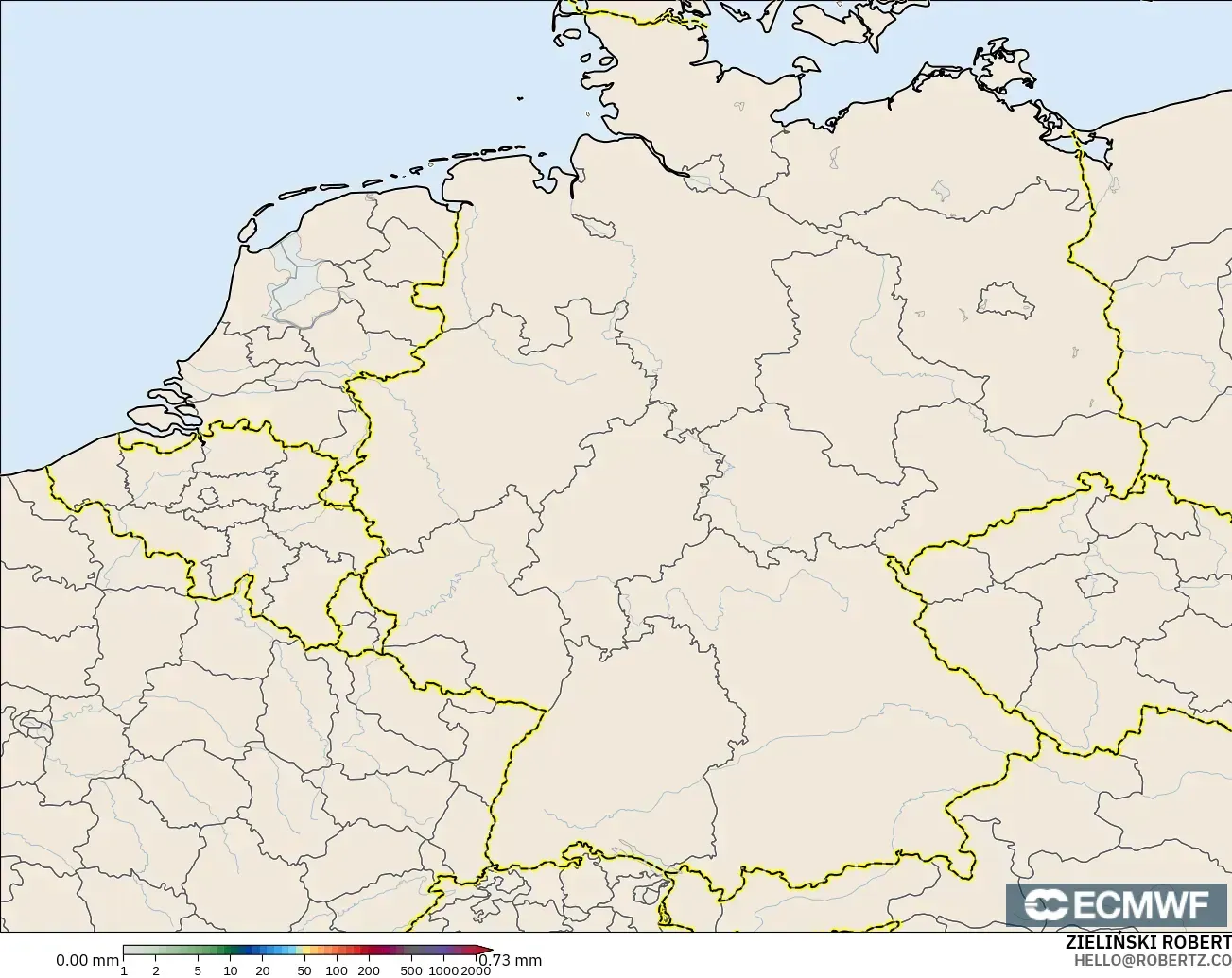 ECMWF IFS 0.25° model - Almanya, Yağış Birikimi