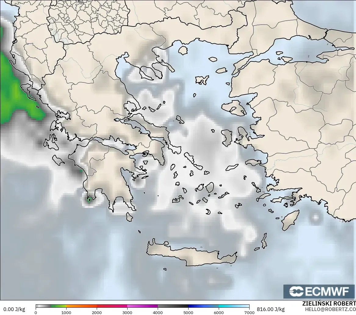 ECMWF IFS 0.25° model - Yunanistan, CAPE