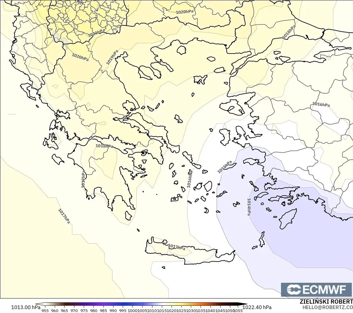ECMWF IFS 0.25° model - Yunanistan, Basınç