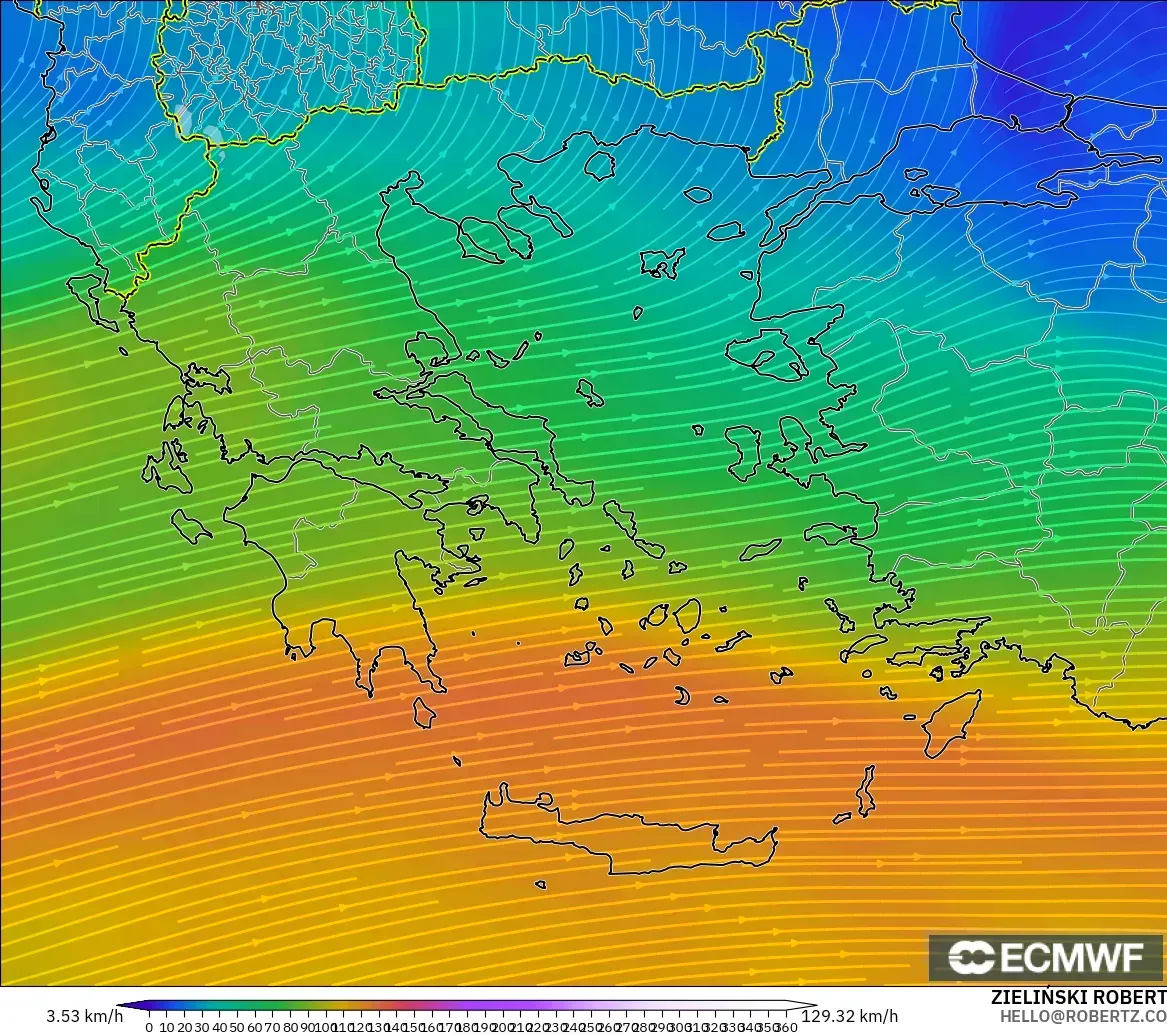 ECMWF IFS 0.25° model - Yunanistan, 300 hPa Rüzgârı (jet)