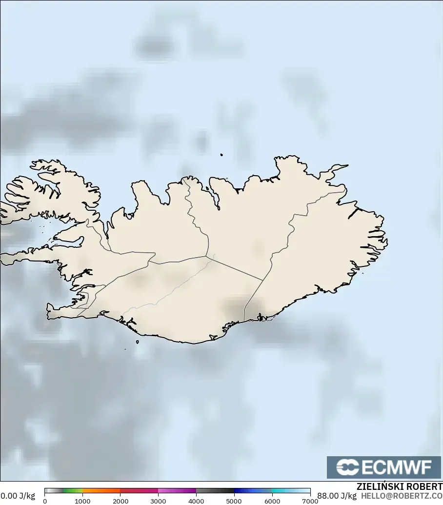 ECMWF IFS 0.25° model - İzlanda, CAPE