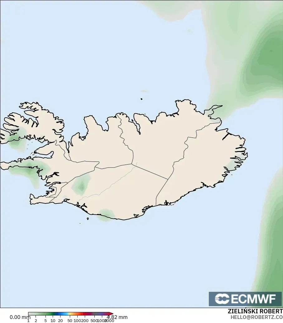 ECMWF IFS 0.25° model - İzlanda, Yağış Birikimi