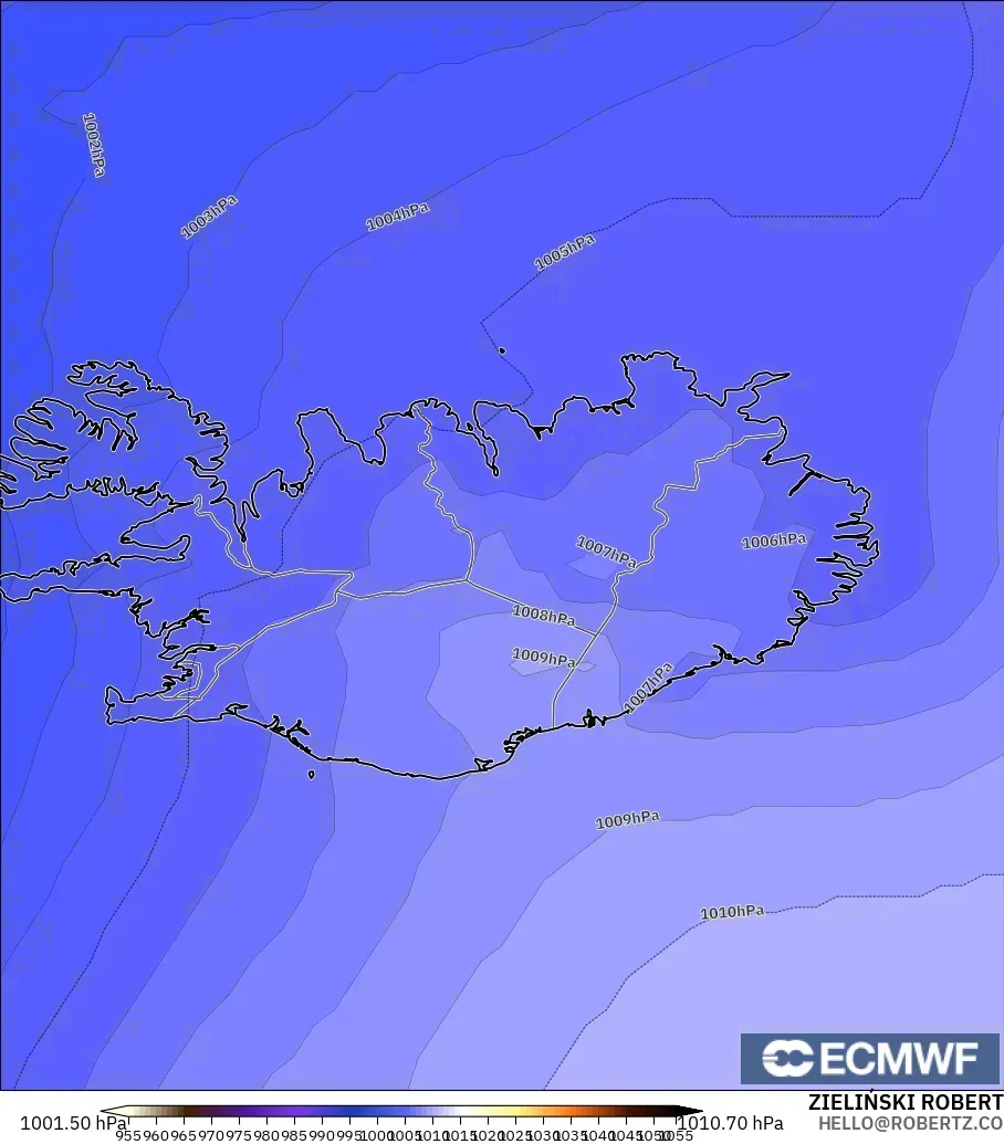 ECMWF IFS 0.25° model - İzlanda, Basınç