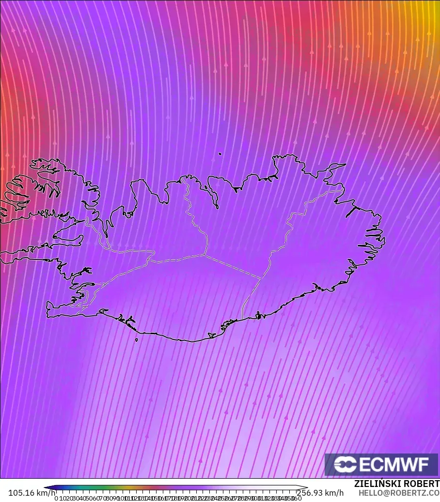 ECMWF IFS 0.25° model - İzlanda, 300 hPa Rüzgârı (jet)