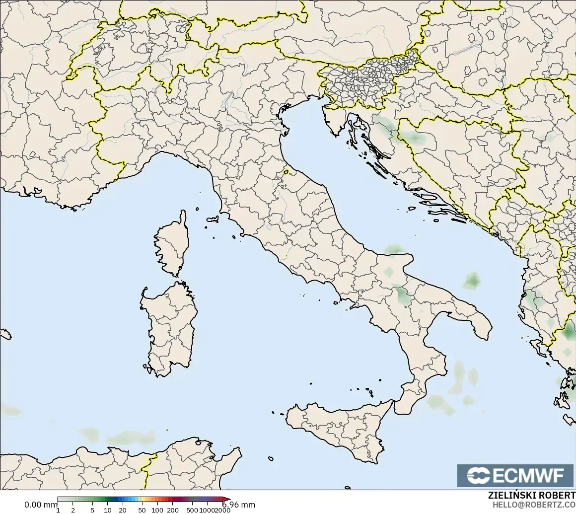 ECMWF IFS 0.25° model - İtalya, Yağış Birikimi