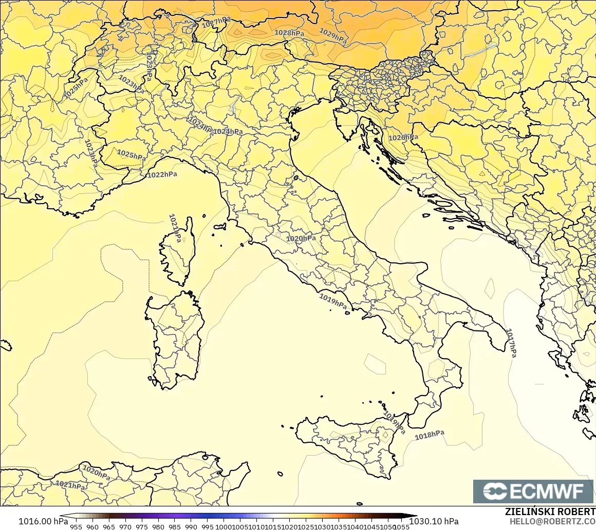 ECMWF IFS 0.25° model - İtalya, Basınç