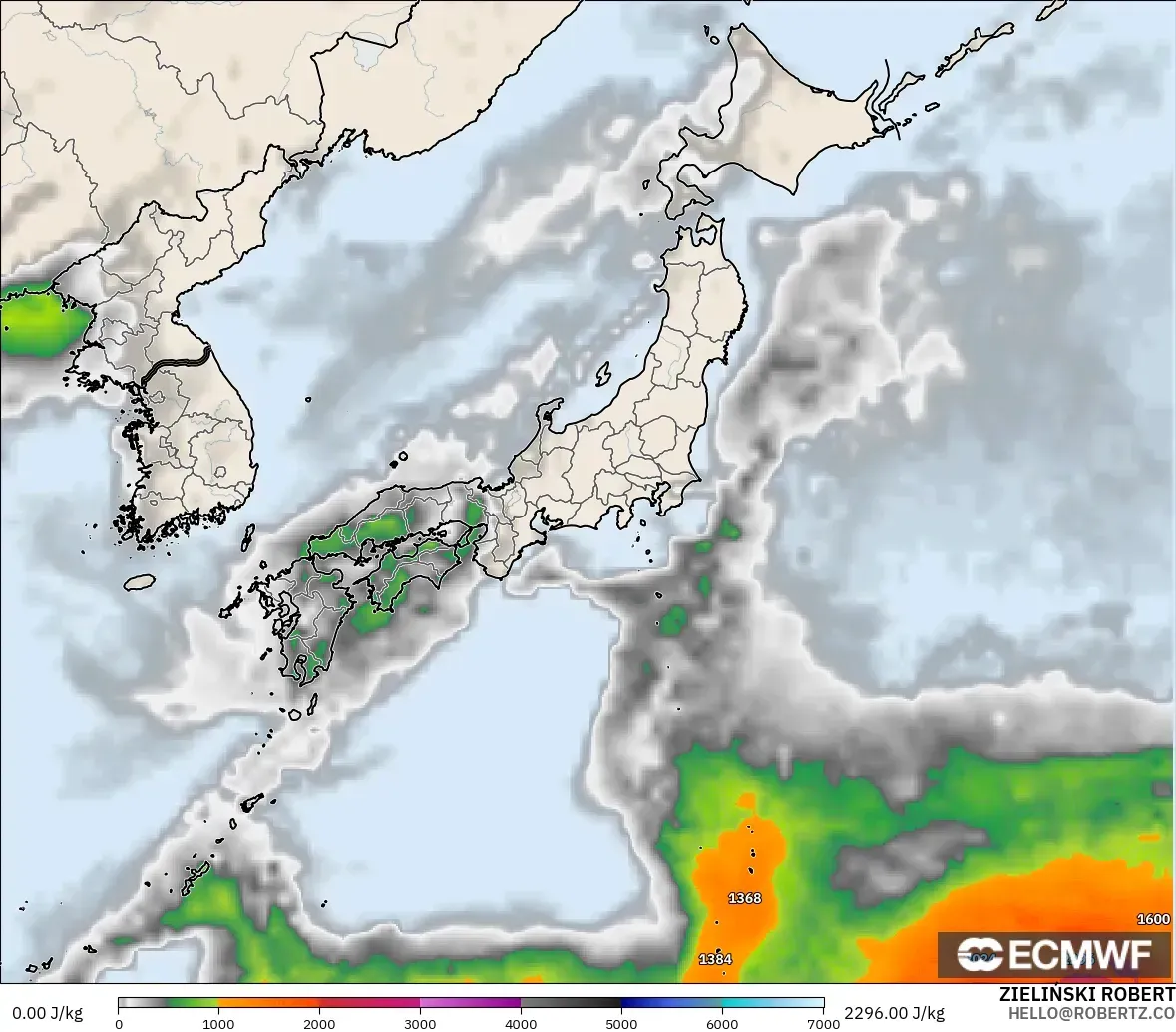 ECMWF IFS 0.25° model - Japonya, CAPE