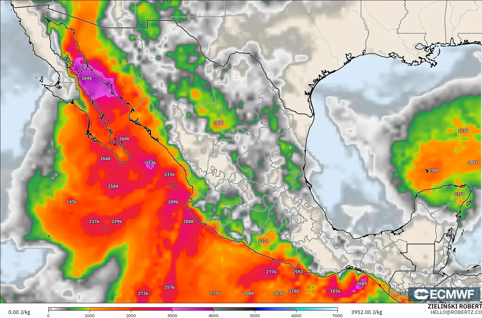 ECMWF IFS 0.25° model - Meksika, CAPE