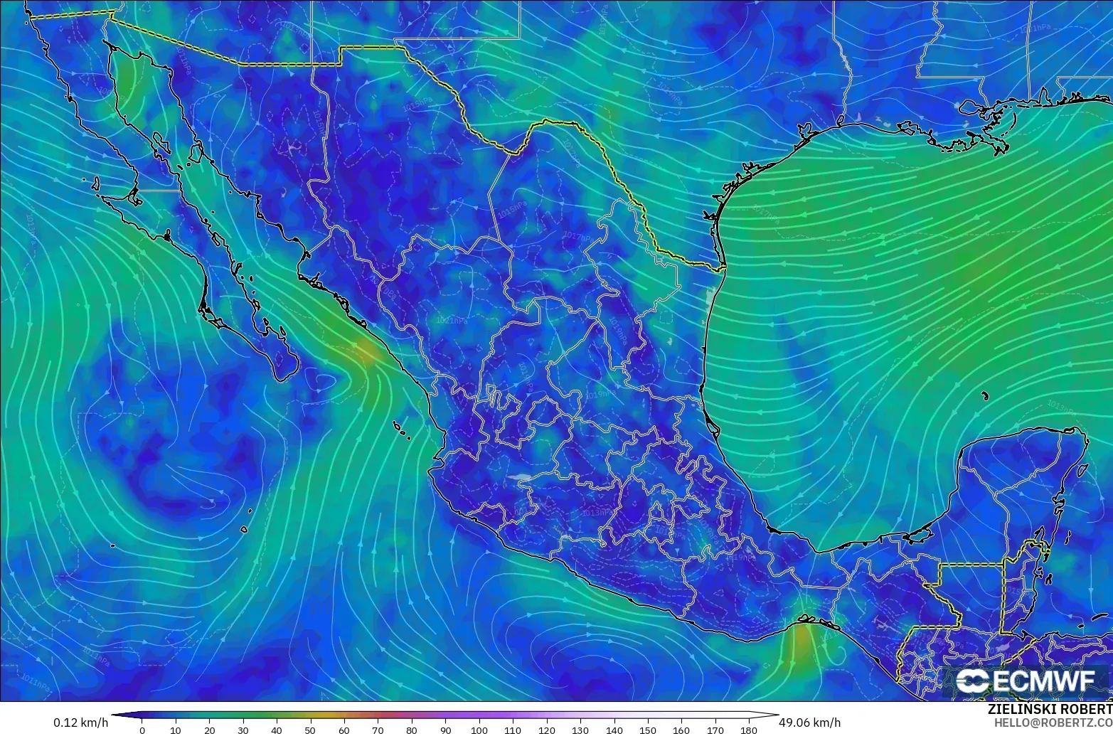ECMWF IFS 0.25° model - Meksika, 10 m Rüzgâr