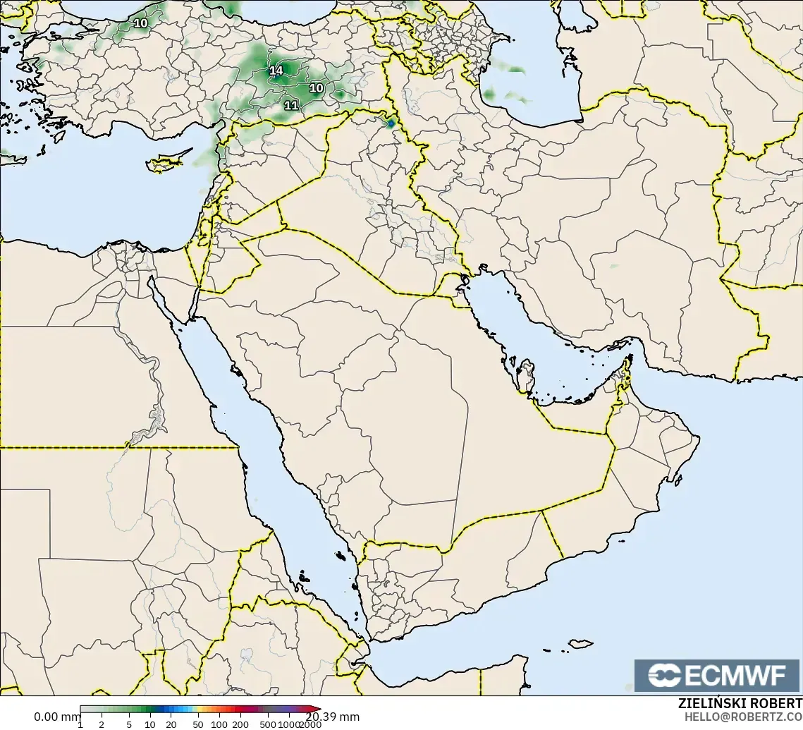 ECMWF IFS 0.25° model - Orta Doğu, Yağış Birikimi
