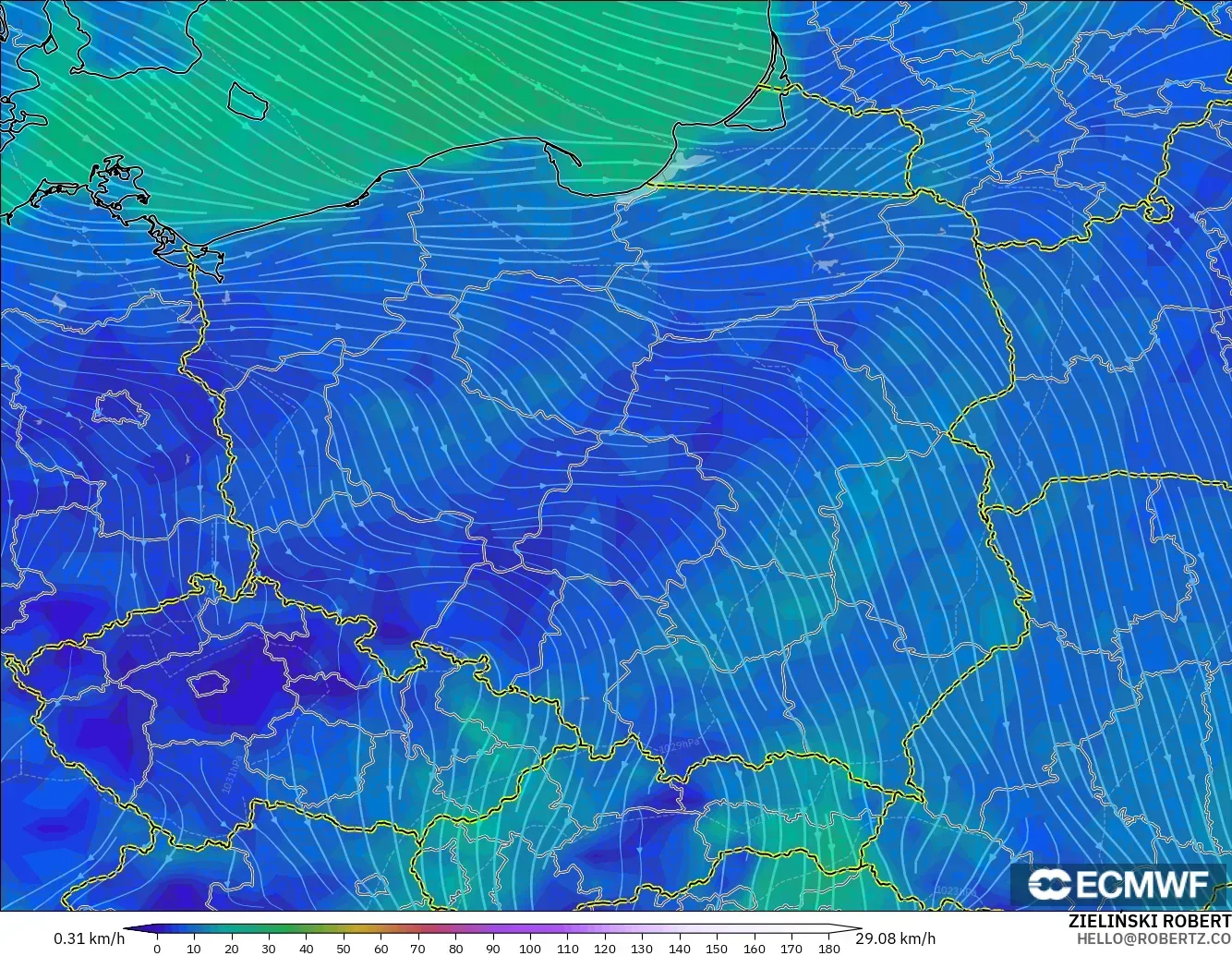 ECMWF IFS 0.25° model - Polonya, 10 m Rüzgâr
