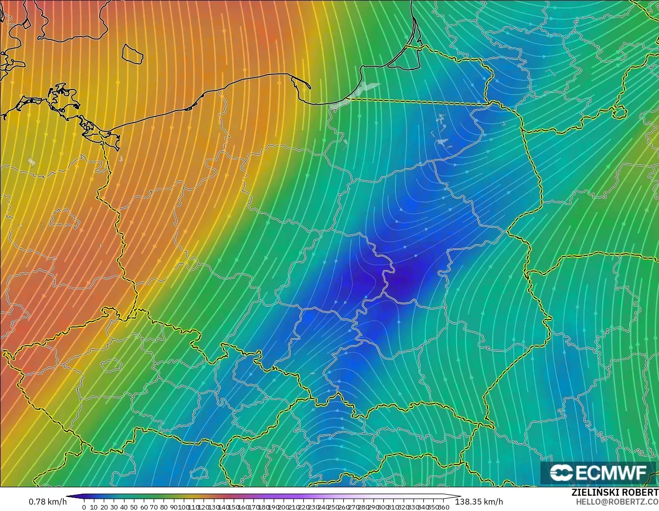 ECMWF IFS 0.25° model - Polonya, 300 hPa Rüzgârı (jet)