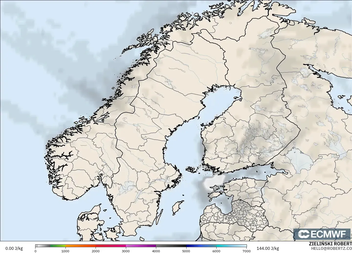 ECMWF IFS 0.25° model - İskandinavya, CAPE