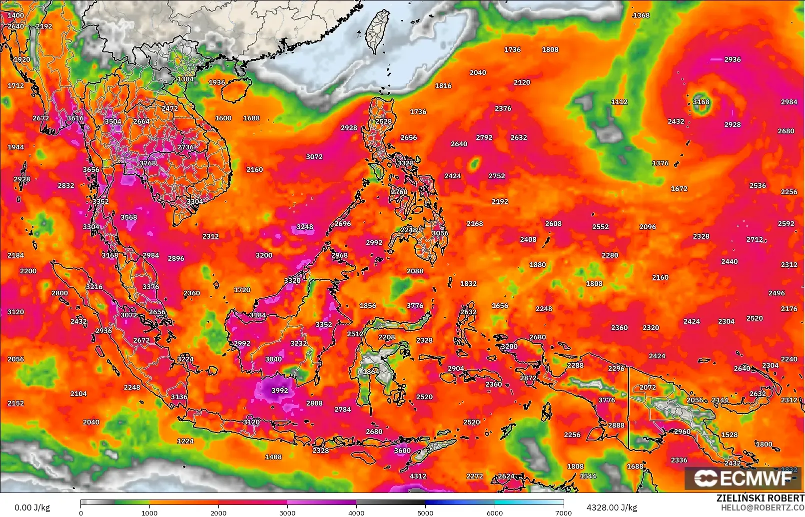 ECMWF IFS 0.25° model - Güneydoğu Asya, CAPE