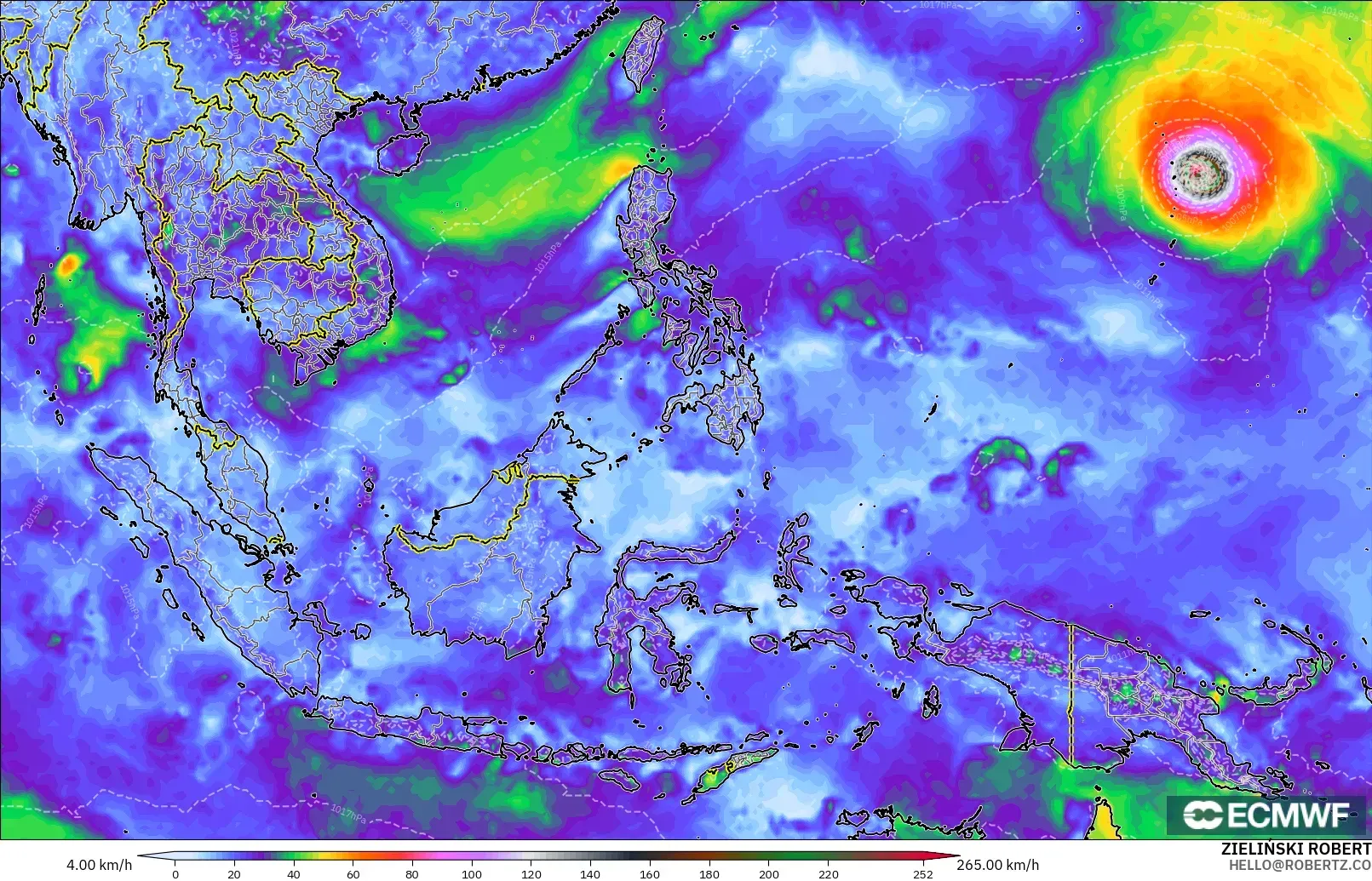 ECMWF IFS 0.25° model - Güneydoğu Asya, Rüzgâr Esintileri