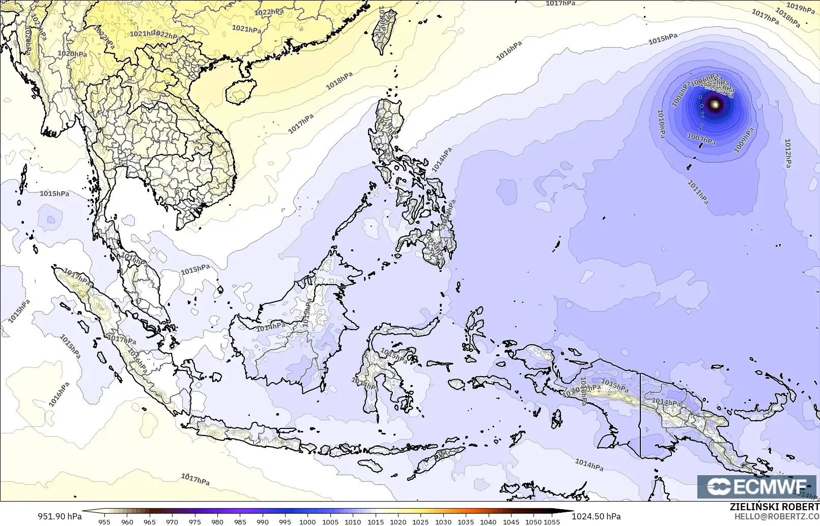 ECMWF IFS 0.25° model - Güneydoğu Asya, Basınç