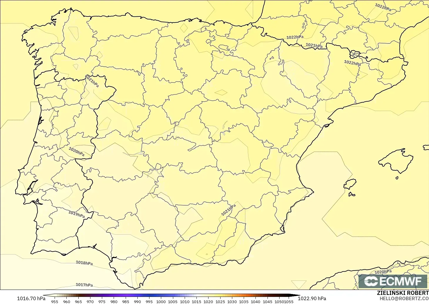 ECMWF IFS 0.25° model - İspanya, Basınç