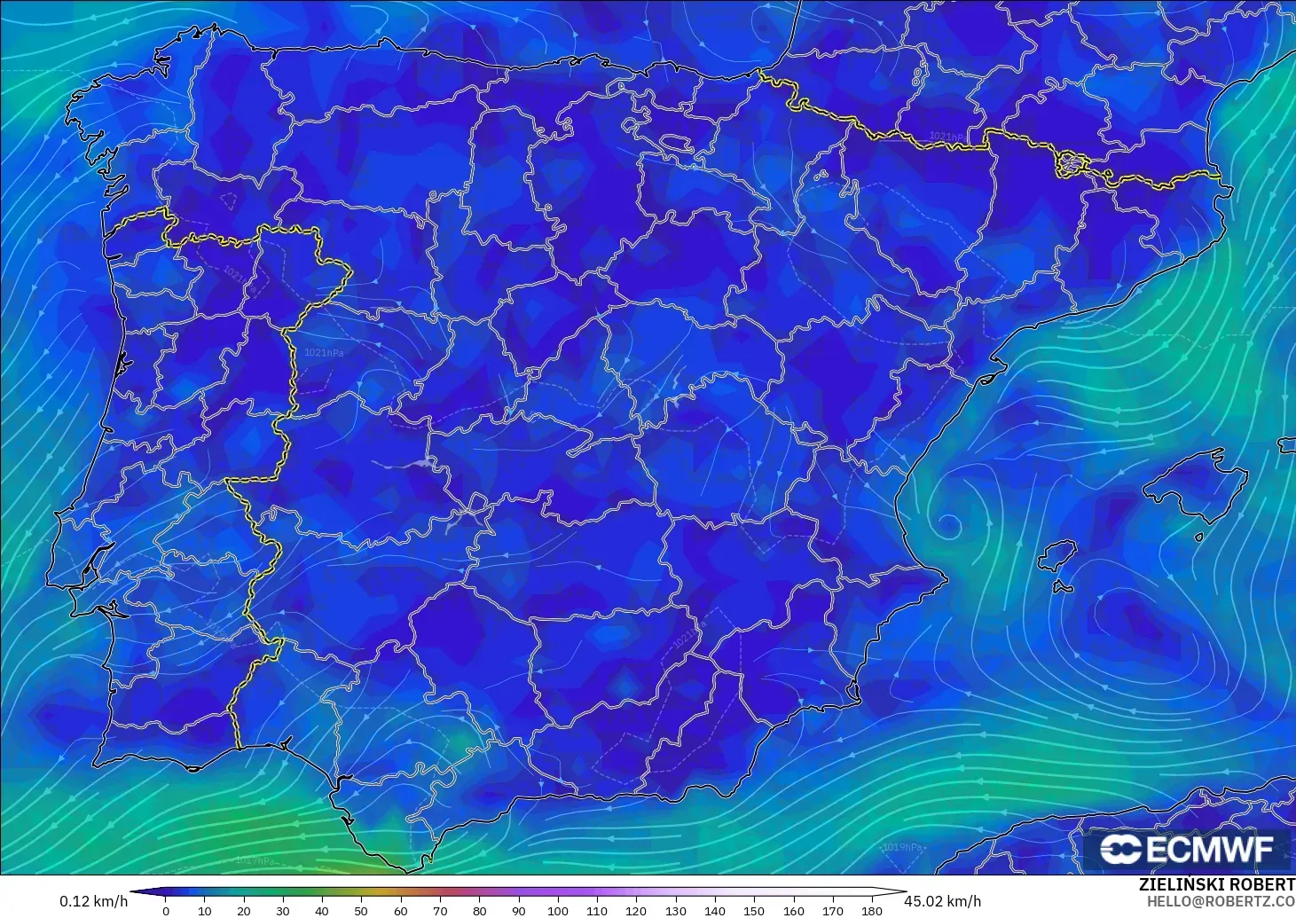 ECMWF IFS 0.25° model - İspanya, 10 m Rüzgâr